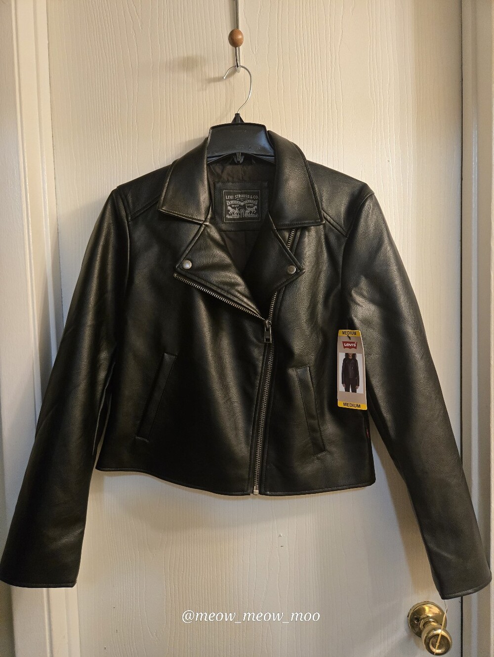 Levi's Black Faux Leather Moto Jacket Size Medium